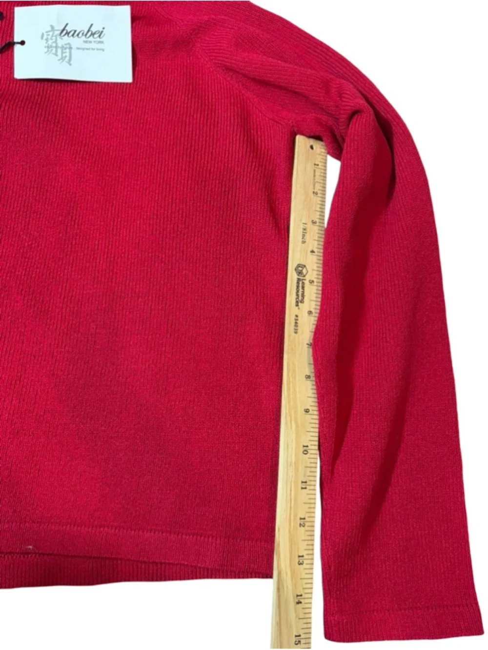 Baobei New York Red Wool Blend Knit Cardigan Jacket Collared XL NWT